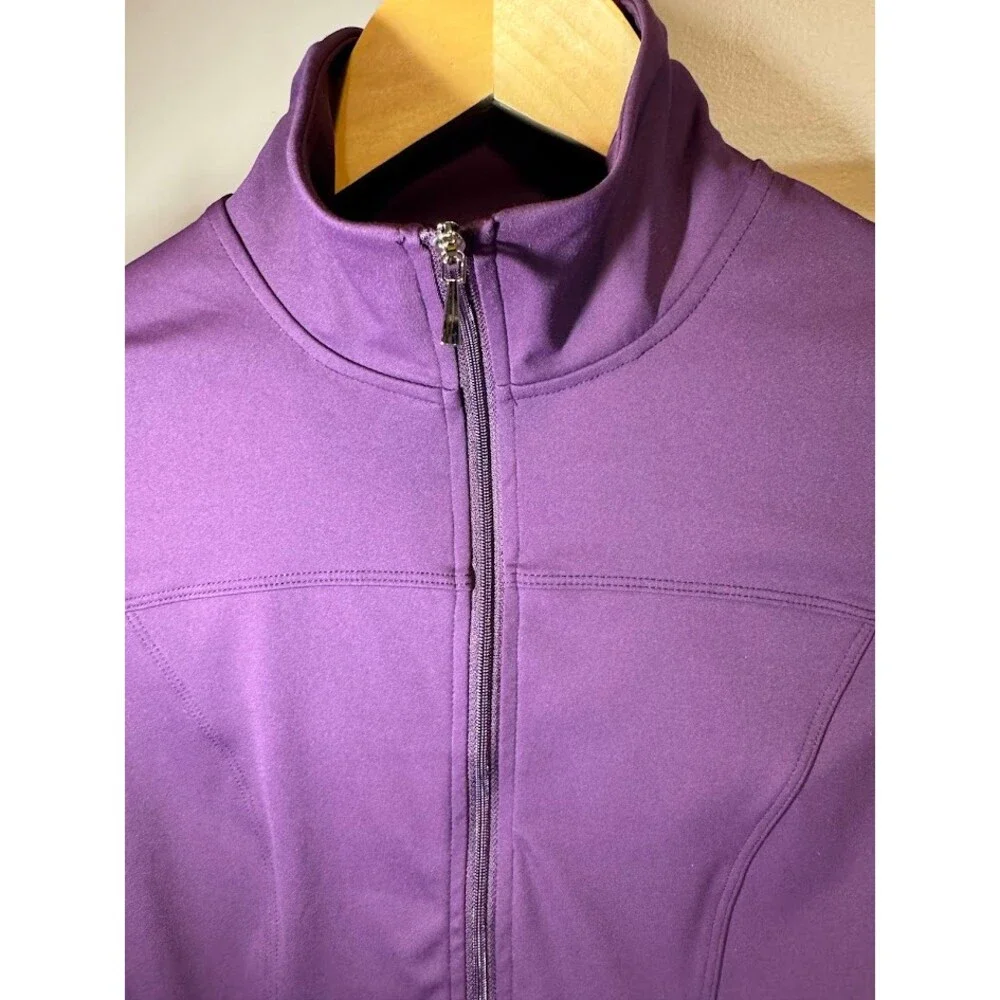 Cropped Zip Jacket Purple Snatched Fit Thumbholes Gym Yoga Athletic Small - Picture 2 of 5